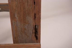 Reclaimed Hardwood timber trestle legs with hole