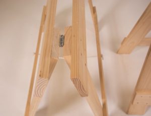 Extra Wide solid pine timber trestle legs hinge joint