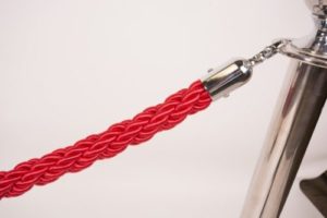 Red rope for chrome bollards