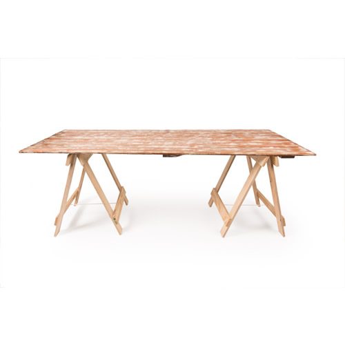 Reclaimed white wash timber trestle table