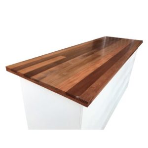 White painted bar with varnished timber top
