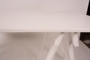 White painted trestle table edge