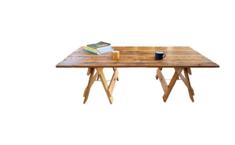 reclaimed timber coffee table with folding wooden legs