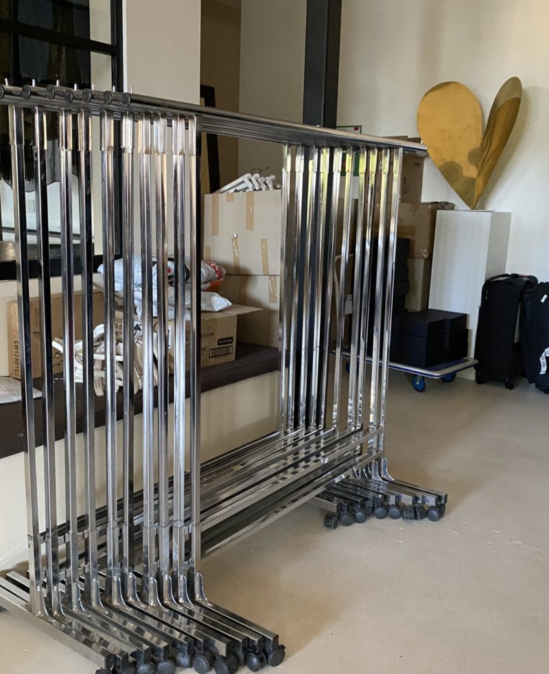 Clothing rack inside a room