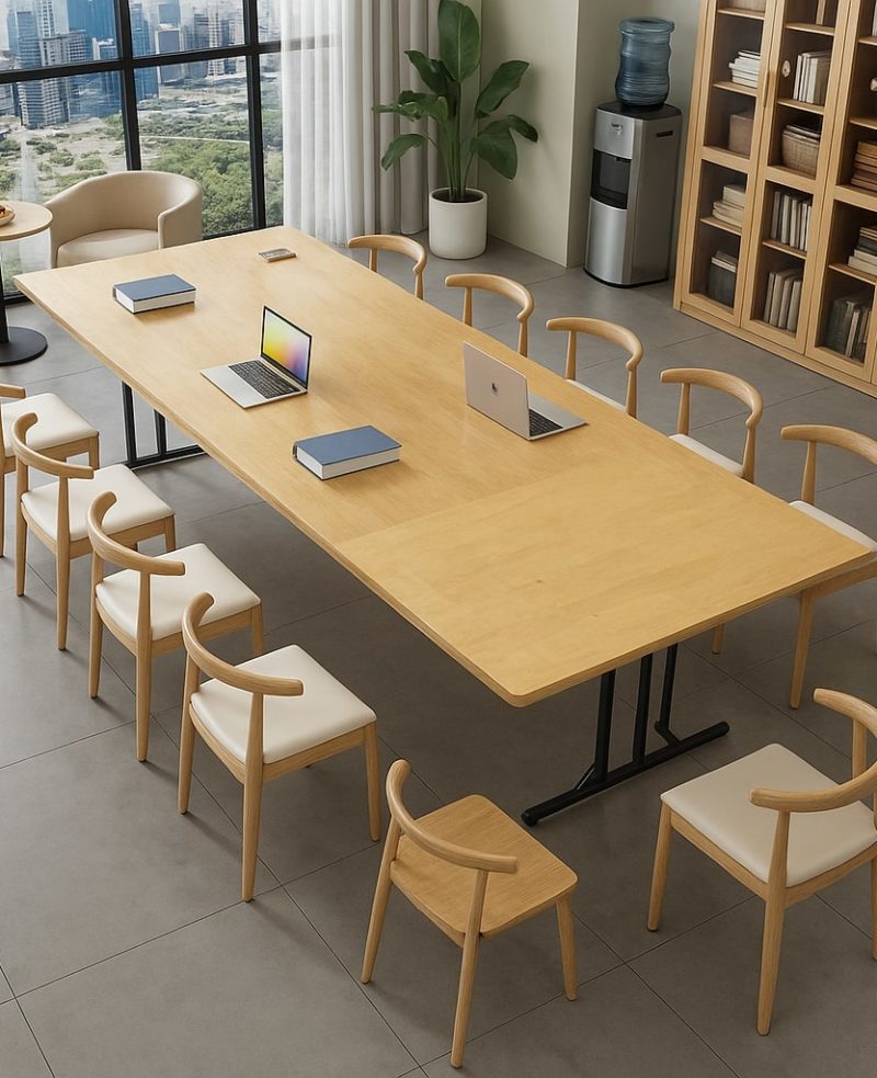 Large office/dining table with a dining table extension on the end