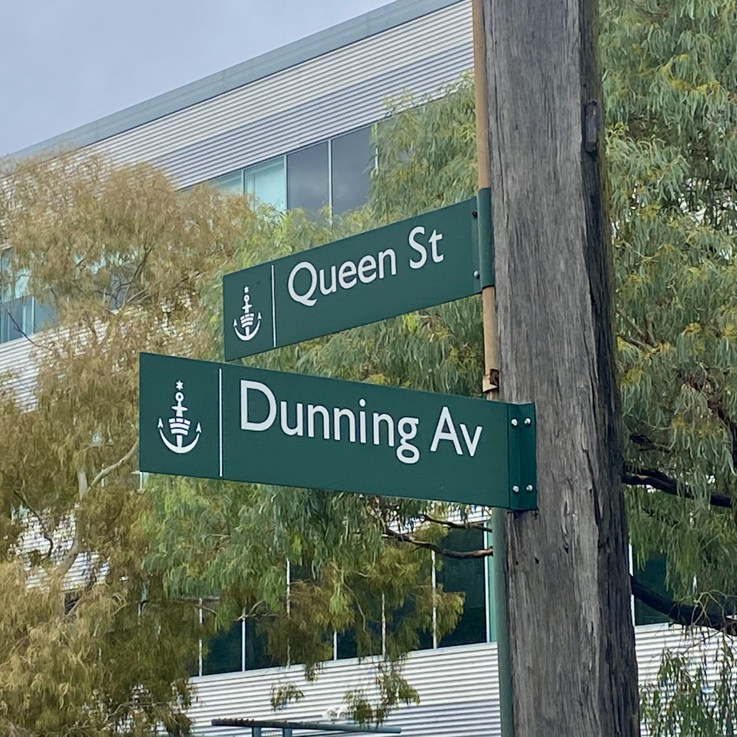 Street signs for Queen st and Dunning Ave, Rosebery NSW